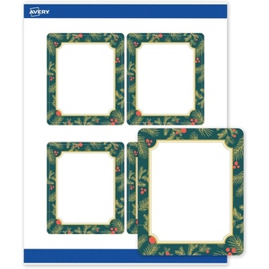 image:imageAvery Printable Christmas Labels with Sure Feed Technology Rectangle 4 x 313 PrePrinted Metallic Gold Border with Holly Design Matte White Laser amp Inkjet Compatible 40 TotalTeal  Metallic Gold Frame