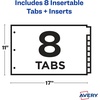 image:imageAvery Dividers for 3 Ring Binders 8Tab Plastic Binder Dividers 11 x 17 Insertable Big Tabs Multicolor 1 Set 11179