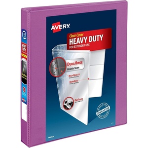 image:imageAvery HeavyDuty View 3 Ring Binder 1 Inch One Touch Slant Rings 250Sheet Capacity DuraHinge 14 Inch Wide Spine Customizable Clear Cover and Spine 1 Orchid Purple Binder 792721