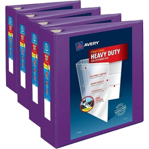 image:imageAvery HeavyDuty View 3 Ring Binder 3 One Touch EZD Rings 1 Purple Binder 798103 Pack of 4
