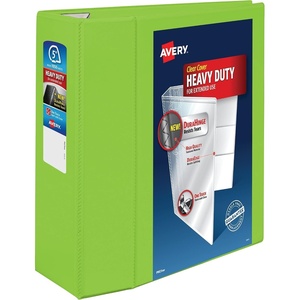 image:imageAvery HeavyDuty View 3 Ring Binder 5 Inch One Touch EZD Rings 2348 Inch Spine 1 Chartreuse Binder 798155