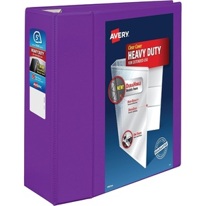 image:imageAvery HeavyDuty View 3 Ring Binder 5 Inch One Touch EZD Rings 2348 Inch Spine 1 Purple Binder 798165