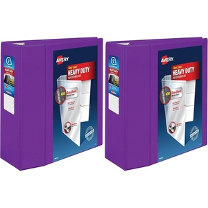 image:imageAvery HeavyDuty View 3 Ring Binder 5 Inch One Touch EZD Rings 2348 Inch Spine 1 Purple Binder 798165 Pack of 2