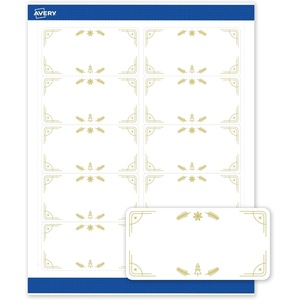 image:imageAvery Printable Christmas Shipping Labels with Sure Feed Technology Rectangle 2 x 4 PrePrinted Metallic Gold Christmas Trees Design Matte White Laser amp Inkjet Compatible 100 TotalMetallic Gold Christmas Trees