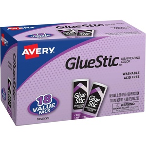 image:imageAvery Glue Stick Value Pack Disappearing Purple Color Washable 026 oz Permanent Glue Stic 18pk 98079