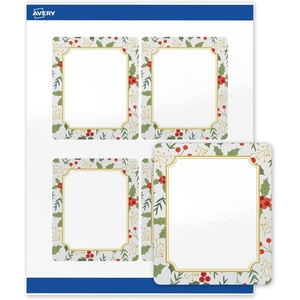 image:imageAvery Printable Christmas Labels with Sure Feed Technology Rectangle 4 x 313 PrePrinted Teal amp Metallic Gold Border with Holly Design Glossy White Laser amp Inkjet Compatible 40 TotalBlue Border W Metallic Gold Frame
