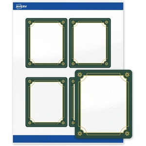 image:imageAvery Printable Christmas Labels with Sure Feed Technology Rectangle 4 x 313 PrePrinted Teal amp Metallic Gold Border with Holly Design Glossy White Laser amp Inkjet Compatible 40 TotalGreen  Metallic Gold Border