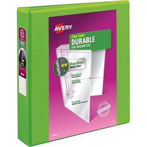 image:imageAvery Durable View 3 Ring Binder 15 Rings 1 Chartreuse Binder  For Daily School and Office Use DuraHinge TearResistant Spine DuraEdge SplitResistant Edges Nonstick Interior Pockets