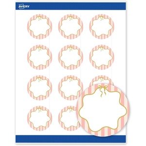 image:imageAvery Printable Round Labels with Sure Feed 2 Diameter Matte White with Green Florals Gold Dots Design Permanent Laser amp Inkjet Compatible 120 Total Great for Branding Weddings and MorePink Stripes With Metallic Gold Bow