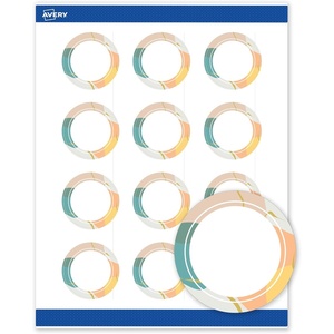 image:imageAvery Printable Round Labels with Sure Feed 2 Diameter Matte White with Green Florals Gold Dots Design Permanent Laser amp Inkjet Compatible 120 Total Great for Branding Weddings and MoreColor Block With Metallic Gold Veins