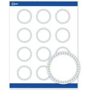 image:imageAvery Printable Round Labels with Sure Feed 2 Diameter Matte White with Green Florals Gold Dots Design Permanent Laser amp Inkjet Compatible 120 Total Great for Branding Weddings and MoreBlue Border With Gold Dots