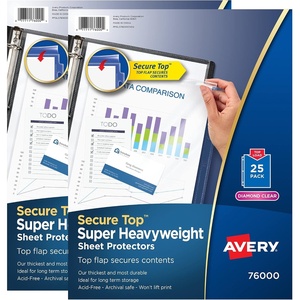 image:imageAvery Diamond Clear Top Sheet Protectors Super Heavyweight Page Protectors for 3 Ring Binder Clear Binder Sheet 25 Count Pack of 2 860090